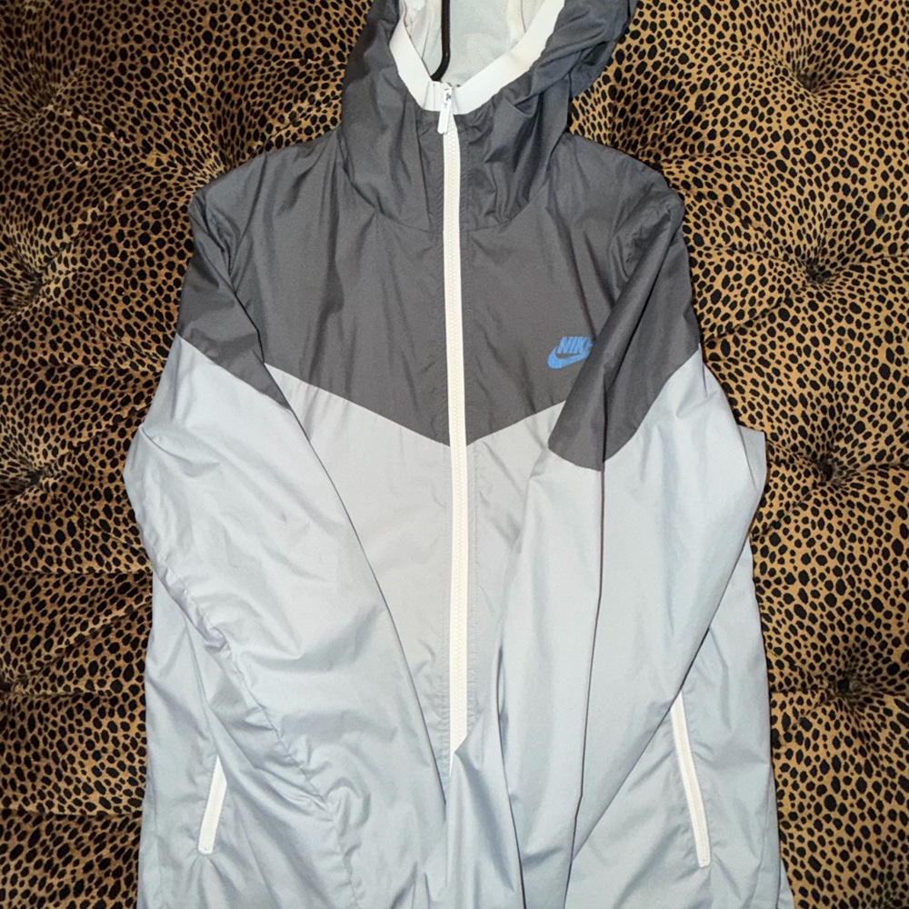 Nike Gray and White Hooded Jacket